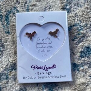 Never worn Piero Liventi 18K Gold Dragonfly Earrings